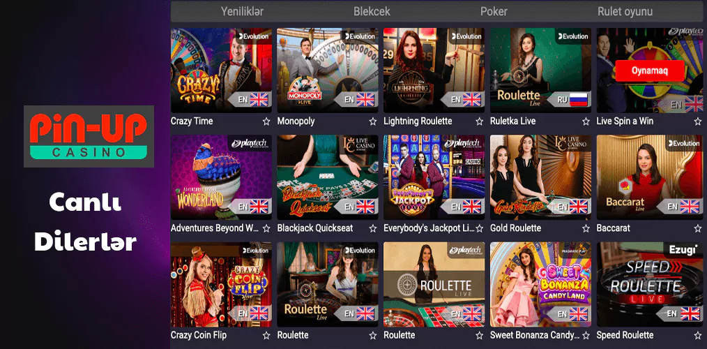 Pin Up-da Canlı Dilerlər haqqında məlumat